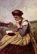 Jean-Baptiste-Camille Corot Lesende Frau Germany oil painting artist